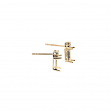 Emerald Cut 7x5mm Earring Semi Mount in 14K Yellow Gold with Accent Diamonds (ER2057)