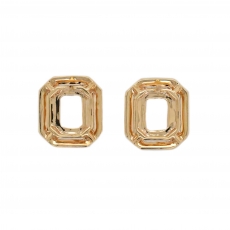 Emerald Cut 7X5mm Earring Semi Mount in 14K Yellow Gold With Diamond Accents (ESE041)