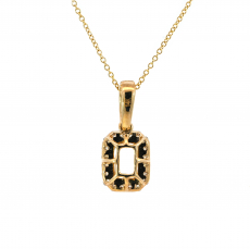 Emerald Cut 7x5mm Pendant Semi Mount in 14K Yellow Gold With White Diamonds(Chain Not Included)