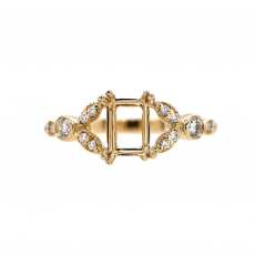 Emerald Cut 7x5mm Ring Semi Mount in 14K Yellow Gold with Accent Diamonds (RG0074)