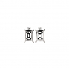 Emerald Cut 8x6mm Earring Semi Mount in 14K White Gold with Accent Diamonds (ER2053)