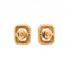 Emerald Cut 8x6mm Earring Semi Mount in 14K Yellow Gold With Diamond Accent (ER2525)