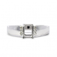 Emerald Cut 8x6mm Men's Ring Semi Mount in 14K Gold with Diamond Accents