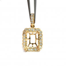 Emerald Cut 9x7mm Pendant Semi Mount in 14K  Yellow Gold with Diamond Accents