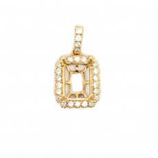 Emerald Cut 9x7mm Pendant Semi Mount in 14K  Yellow Gold with Diamond Accents