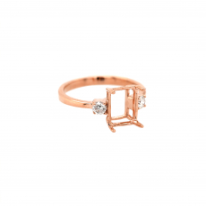 Emerald Cut 9x7mm Ring Semi Mount in 14K Rose Gold with Accent Diamonds (RG1294)