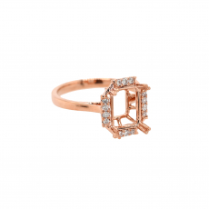 Emerald Cut 9x7mm Ring Semi Mount in 14K Rose Gold with Accent Diamonds (RG2230)