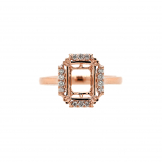 Emerald Cut 9x7mm Ring Semi Mount in 14K Rose Gold with Accent Diamonds (RG2230)