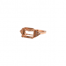 Emerald Cut 9X7mm Ring Semi Mount in 14K Rose Gold with Accent Diamonds (RG3858)