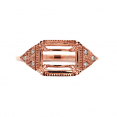 Emerald Cut 9X7mm Ring Semi Mount in 14K Rose Gold with Accent Diamonds (RG3858)