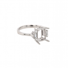 Emerald Cut 9x7mm Ring Semi Mount in 14K White Gold with Accent Diamonds (RG1289)