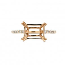 Emerald Cut 9x7mm Ring Semi Mount In 14K Yellow Gold With Diamond Accents (RG0019)