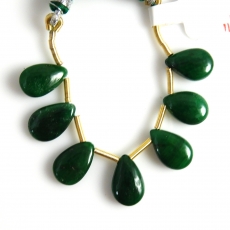 Emerald Drops Almond Shape 12x8mm Drilled Beads 7 Piece