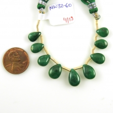 Emerald Drops Almond Shape 13x9mm To 10x7mm Drilled Beads 9 Pieces