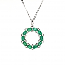 Emerald Oval 2.18 Carat Pendant in 925 Sterling Silver