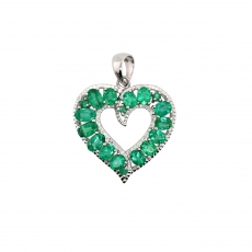 Emerald Oval 2.98 Carat Pendant Heart in 925 Sterling Silver