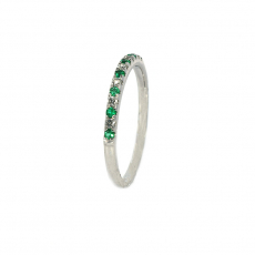 Emerald Round 0.07 Carat Ring Band in 14K White Gold with Accent Diamonds (RG4897)