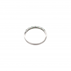 Emerald Round 0.09 Carat Ring Band in 14K White Gold with Accent Diamonds (RG4897)