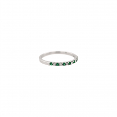 Emerald Round 0.09 Carat Ring Band in 14K White Gold with Accent Diamonds (RG4897)