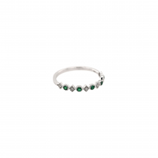 Emerald Round 0.11 Carat Ring Band in 14K White Gold with Accent Diamonds (RG4915)