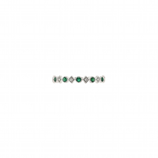 Emerald Round 0.11 Carat Ring Band in 14K White Gold with Accent Diamonds (RG4915)