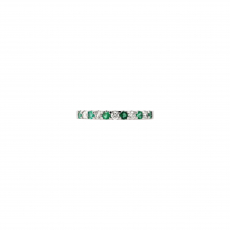 Emerald Round 0.16 Carat Ring Band in 14K White Gold with Accent Diamonds (RG4897)