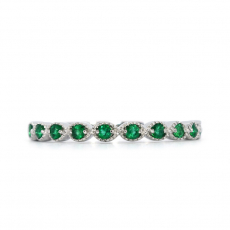 Emerald Round 0.17 Carat Ring Band in 14K White Gold (RG3229)