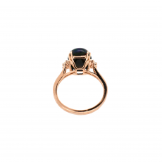 Ethiopian Black Opal Cab Oval 2.90 Carat Ring in 14K Rose Gold with Accent Diamonds
