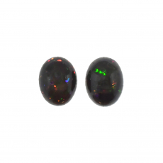 Ethiopian Black Opal Cab Oval 9x7mm Matching Pair Approximately 1.64 Carat