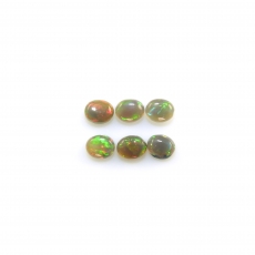 Ethiopian Black Opal Cabs Oval 4.5x3.5mm Approximately Total 1 Carat