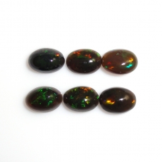 Ethiopian Black Opal Cabs Oval 7x5mm Approximatly 2.71 Carat