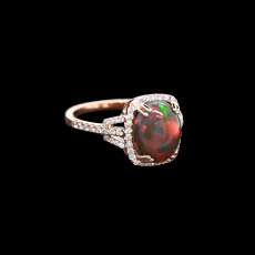 Ethiopian Black Opal Oval 2.11 Carat Ring with Accent Diamonds in 14K Rose Gold