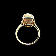 Ethiopian Opal Cab Cushion 3.41 Carat Ring with Accent Diamonds in 14K Yellow Gold