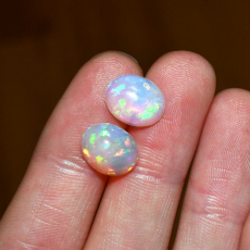 Ethiopian Opal Cab Oval 11x9mm Matching Pair Approximately 3.40 Carat