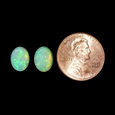 Ethiopian Opal Cab Oval 9x7mm Matching Pair Approximately 2 Carat