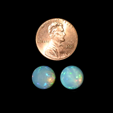 Ethiopian Opal Cab Round 10mm Matching Pair Approximately 5.18 Carat
