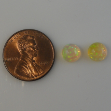 Ethiopian Opal Cab Round 7mm Matching Pair Approximately 1.70 Carat