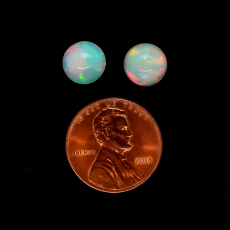 Ethiopian Opal Cab Round 8.5mm Matching Pair Approximately 2.50 Carat