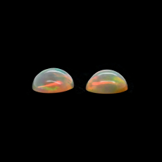 Ethiopian Opal Cab Round 8.5mm Matching Pair Approximately 2.50 Carat