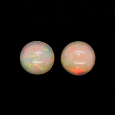 Ethiopian Opal Cab Round 8mm Matching Pair Approximately 2.30 Carat