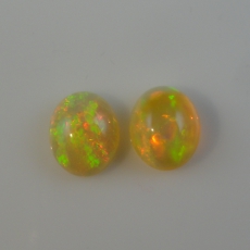 Ethiopian Opal Cabs Oval 12x10mm Matched Pair Approximately 6.41 Carat