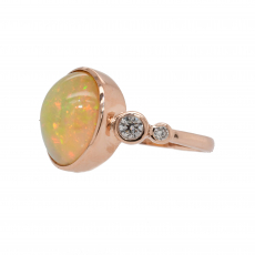 Ethiopian Opal Oval 3.01 Carat Ring with Diamond Accent in 14K Rose Gold