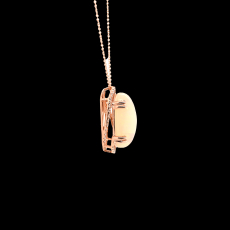 Ethiopian Opal Oval 4.75 Carat Accent Diamond Pendant In 14k Rose Gold ( Chain Not Included )