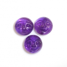 Face Carving Amethyst Round 10mm Approximately 10 Carat.