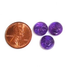 Face Carving Amethyst Round 10mm Approximately 10 Carat.