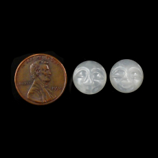 Faces White Moonstone Cabs Round 12MM Matched Pair Approximately 12 Carat