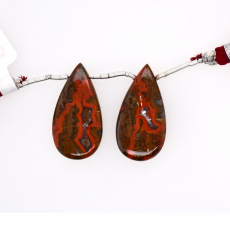 Fire Agate Drop Almond Shape 23x15mm Drilled Bead Matching Pair