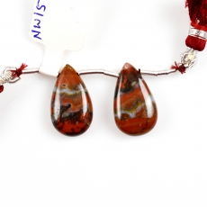 Fire Agate Drops Almond Shape 19x11mm Drilled Beads Matching Pair