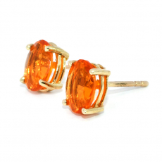 Fire Opal Oval 1.58 Carat Stud Earrings In 14K Yellow Gold