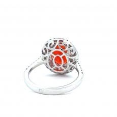 Fire Opal Oval 1.82 Carat Ring In 14K White Gold with Accent White Diamond and Ceylon Sapphire (RG5185)